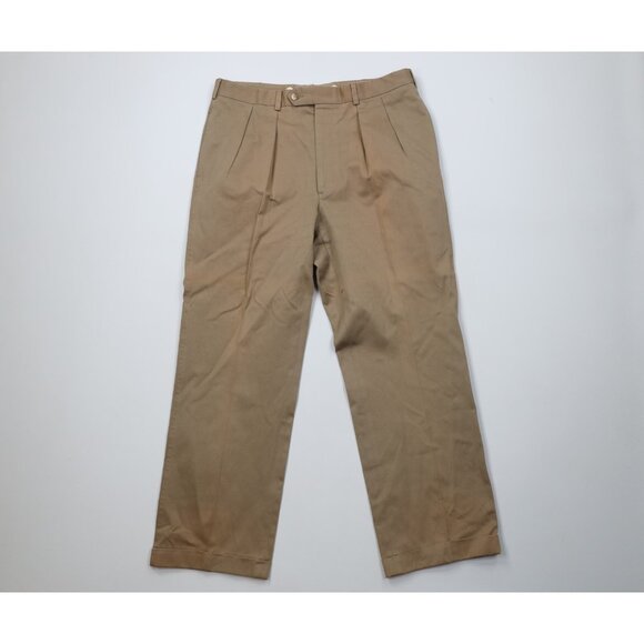 Vintage 70s Lands End Mens 36x29 Sun Faded Heavy Wide Leg Chino Pants Cotton USA